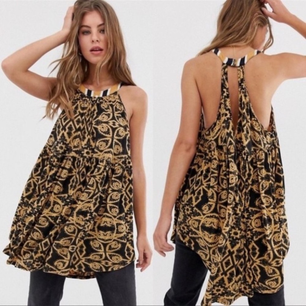 Free People Mimi Printed Halter Tunic